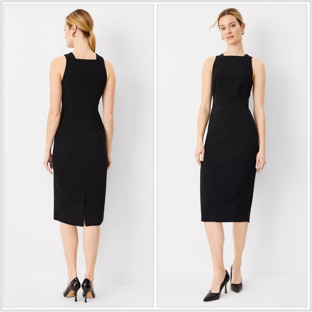 Black Ann Taylor Halter Sheath Dress sz 6
